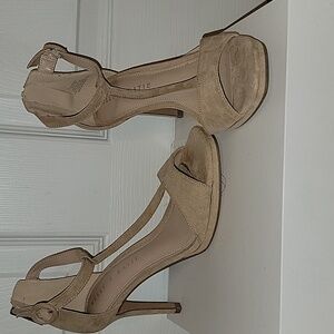 Kelly & Katie Beige Suede Heels